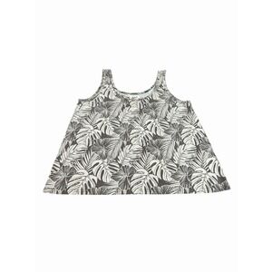 Pact Tank Top Organic‎ Cotton Blend Tropical Leaf Medium Cream Green Stretch